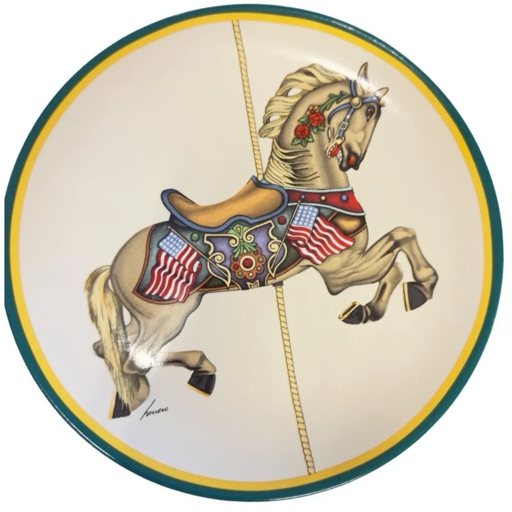 Vintage Lowell Herrero Animal Folk Art Carousel-Themed Collector Plates 1985 (4) - Picture 5 of 8